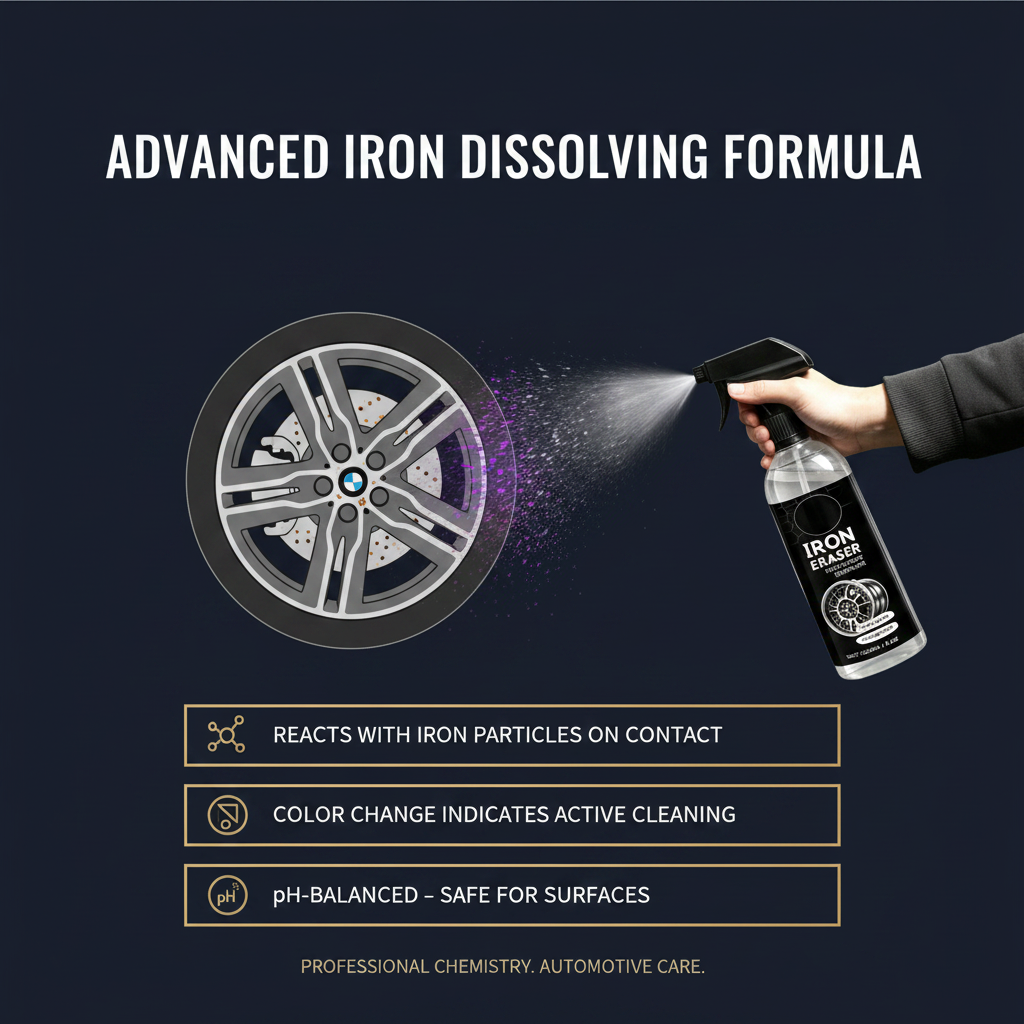 Car Rust Remover & Wheel Cleaner Spray 120ml – Iron Powder & Rust Stain Remover, Paint-Safe Formula