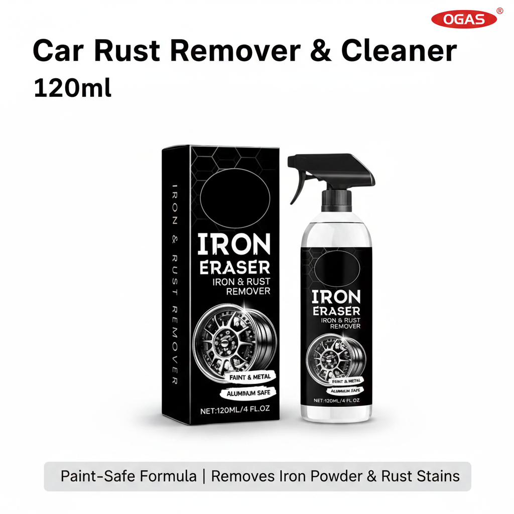 Car Rust Remover & Wheel Cleaner Spray 120ml – Iron Powder & Rust Stain Remover, Paint-Safe Formula