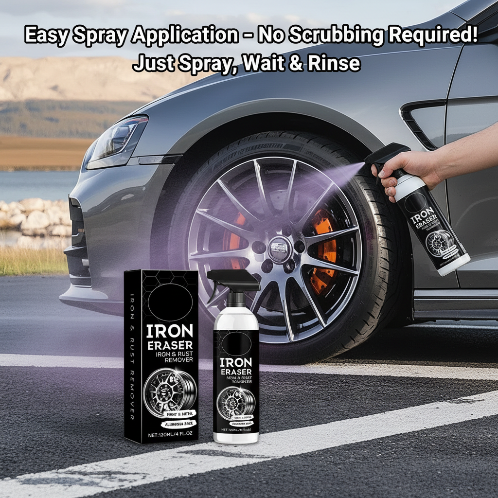 Car Rust Remover & Wheel Cleaner Spray 120ml – Iron Powder & Rust Stain Remover, Paint-Safe Formula