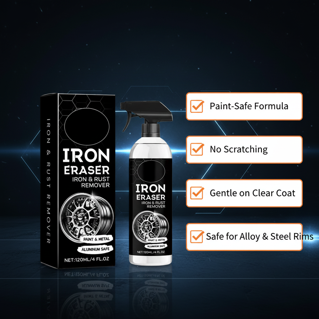 Car Rust Remover & Wheel Cleaner Spray 120ml – Iron Powder & Rust Stain Remover, Paint-Safe Formula